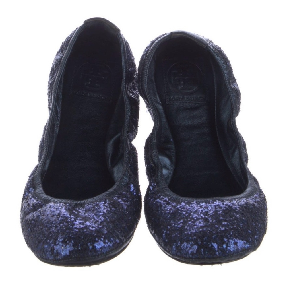 Tory Burch Navy Eddie-Glitter Flats